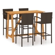 vidaXL 5 Piece Solid Acacia Wood Medium Bar Set in Brown
