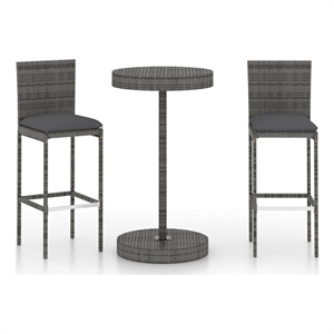 vidaXL 3 Piece Steel Small Bar Set in Gray