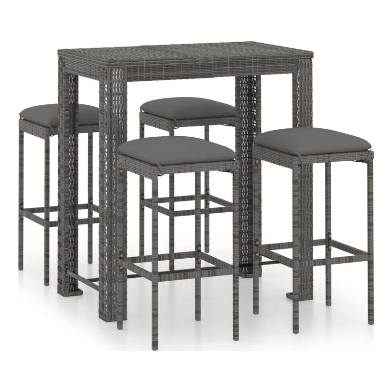 vidaXL 5 Piece Poly Rattan Bar Set in Gray