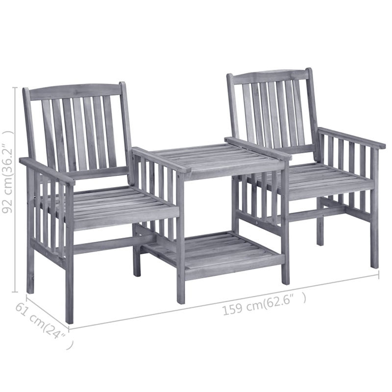vidaXL Solid Acacia Wood Medium Furniture Set in Gray/Cream