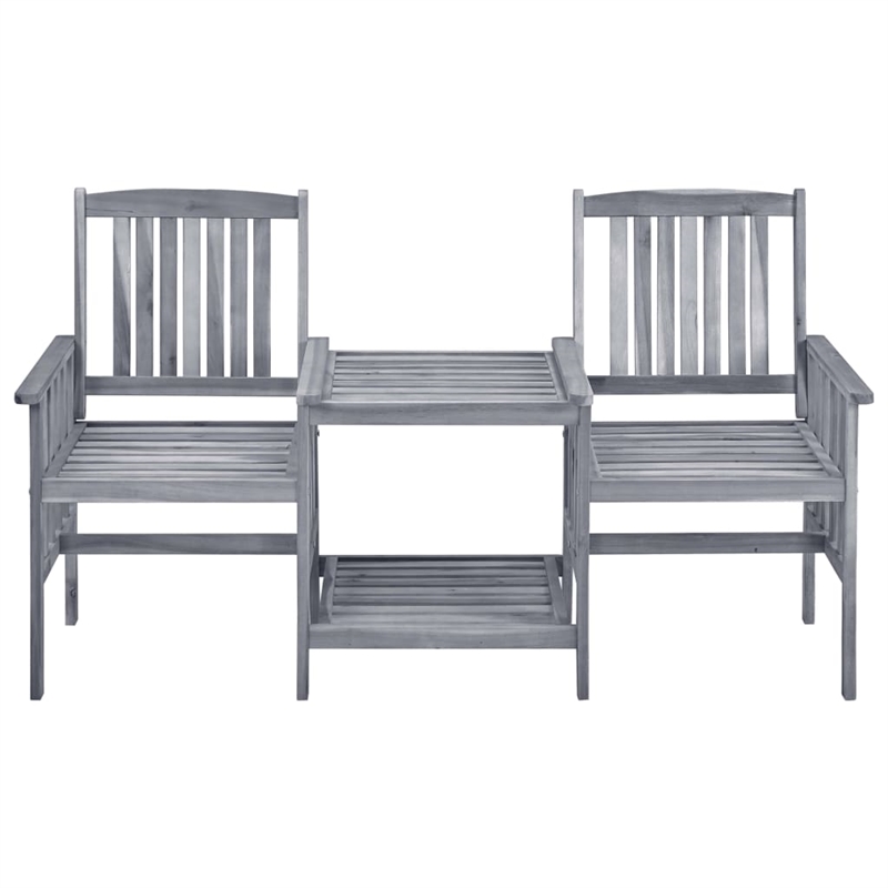 vidaXL Solid Acacia Wood Medium Furniture Set in Gray/Cream