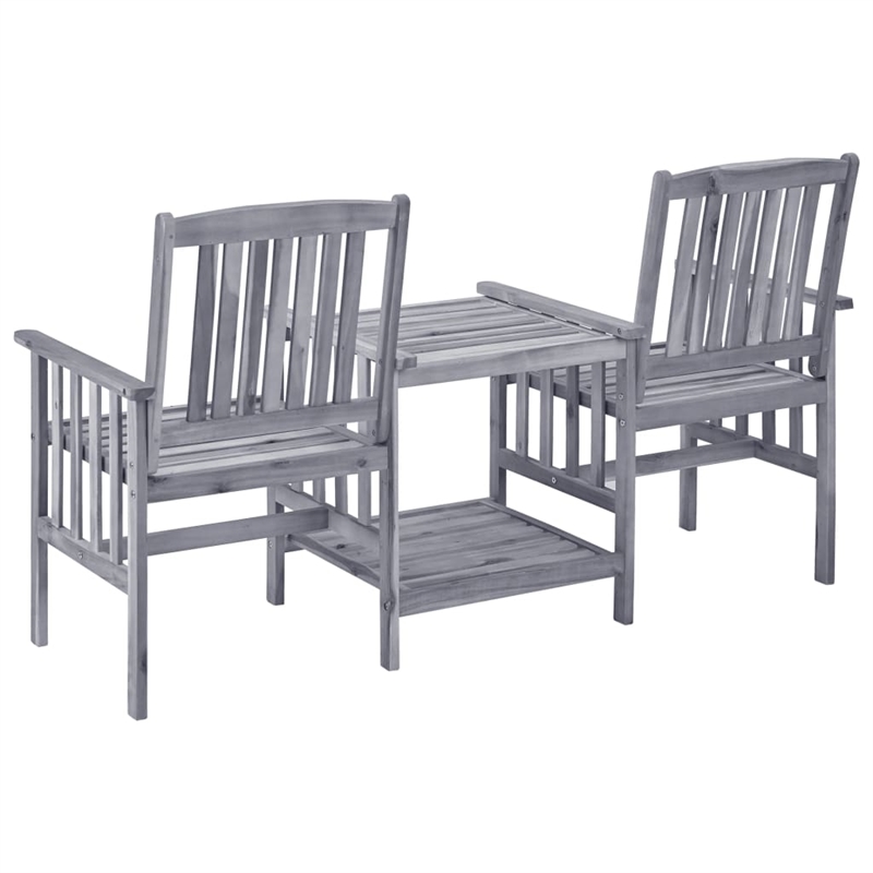 vidaXL Solid Acacia Wood Medium Furniture Set in Gray/Cream