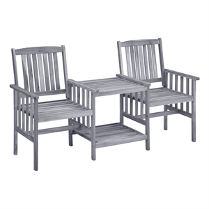 vidaXL Solid Acacia Wood Medium Furniture Set in Gray/Cream