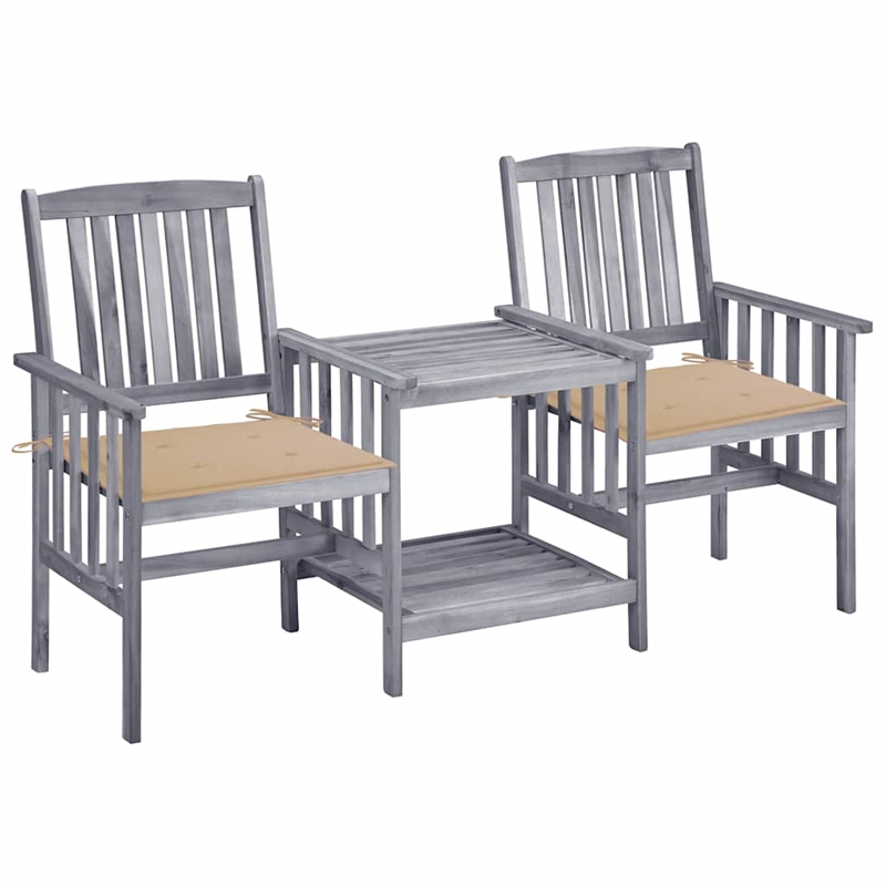 vidaXL Solid Acacia Wood Furniture Set in Gray/Beige