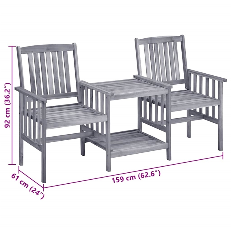 vidaXL Solid Acacia Wood Furniture Set in Gray/Beige