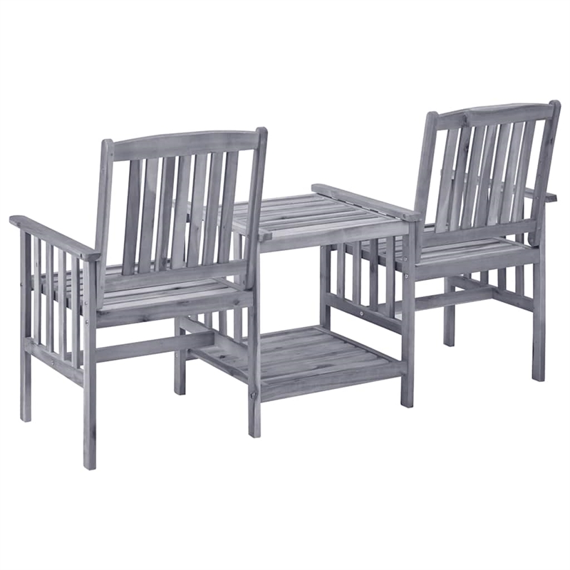 vidaXL Solid Acacia Wood Furniture Set in Gray/Beige