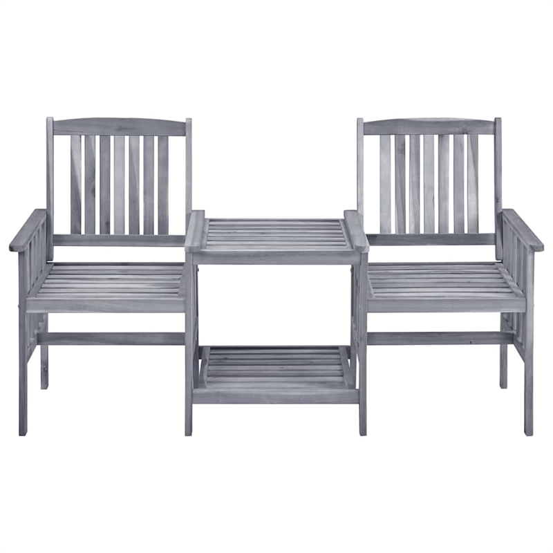 vidaXL Solid Acacia Wood Furniture Set in Gray/Beige