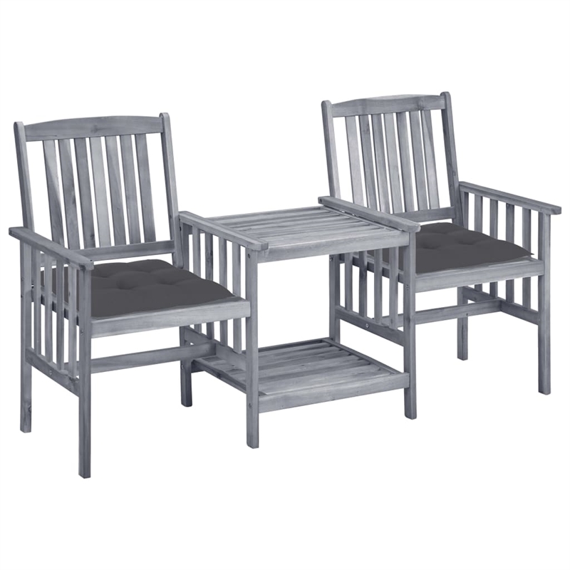 vidaXL Solid Acacia Wood Medium Furniture Set in Gray