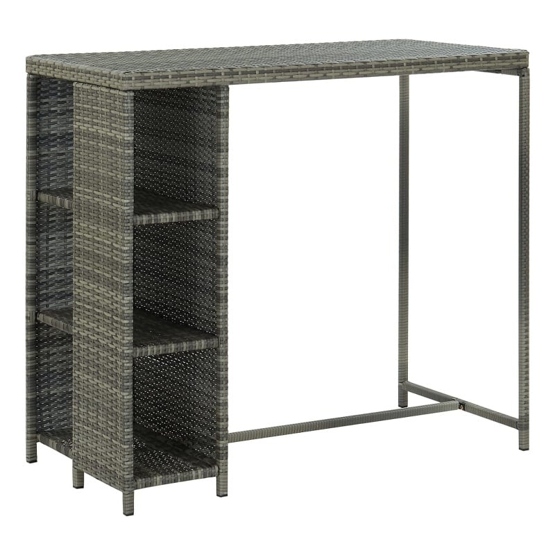 vidaXL 5 Piece Poly Rattan Large Bar Set in Gray