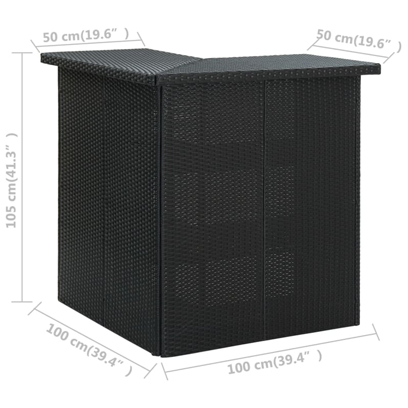 vidaXL 8 Piece Poly Rattan Large Bar Set in Black