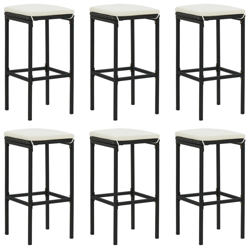 vidaXL 8 Piece Poly Rattan Large Bar Set in Black