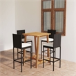 vidaXL 5 Piece Solid Acacia Wood Bar Set in Black/Cream