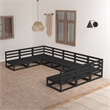 vidaXL 9 Piece Wood Large Garden Lounge Set in Black