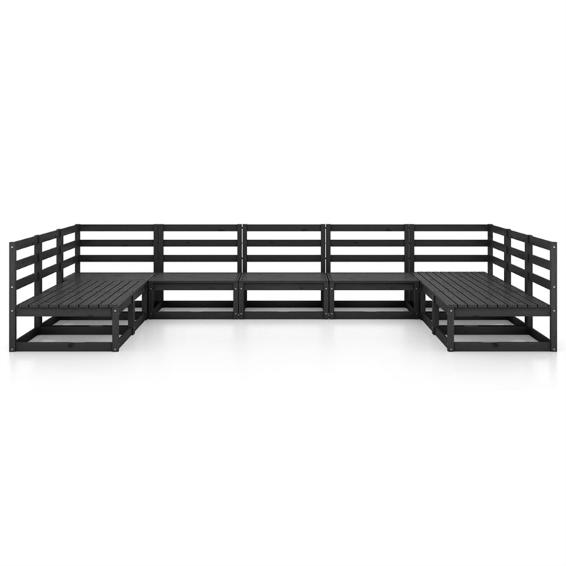 vidaXL 9 Piece Wood Large Garden Lounge Set in Black