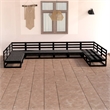 vidaXL 10 Piece Wood Large Garden Lounge Set in Black
