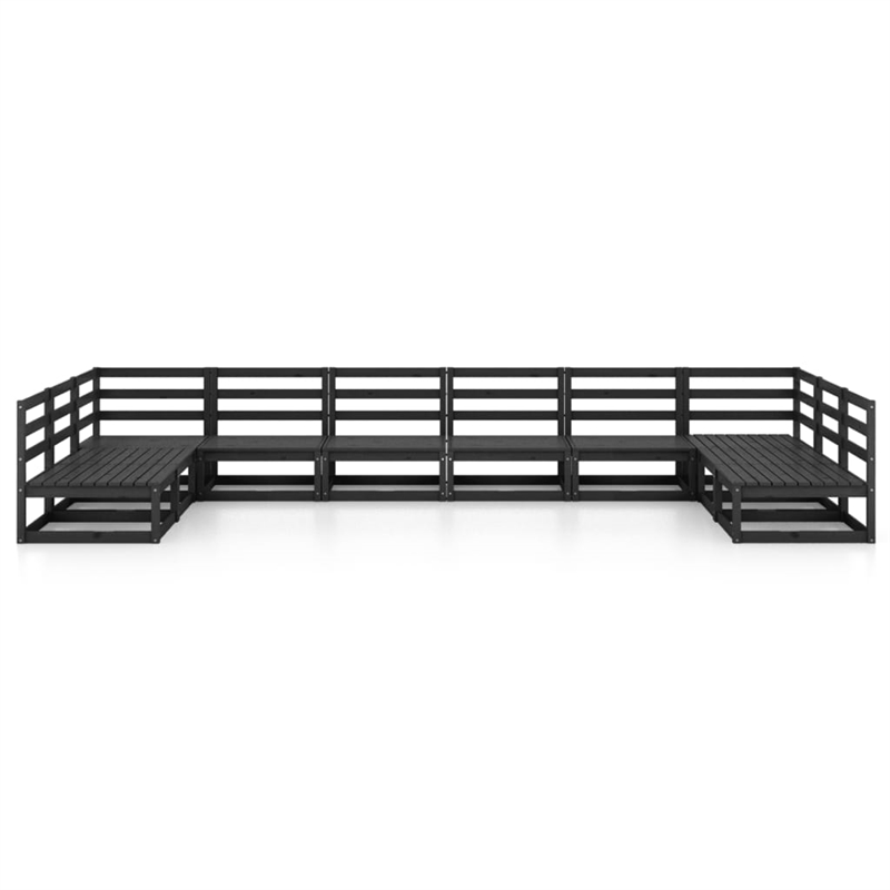 vidaXL 10 Piece Wood Large Garden Lounge Set in Black
