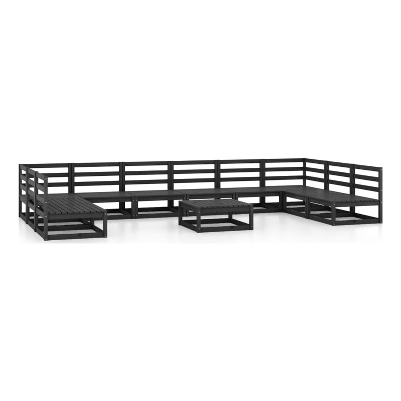 vidaXL 11 Piece Wood Large Garden Lounge Set in Black