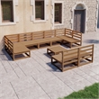 vidaXL 10 Piece Wood Medium Garden Lounge Set in Brown