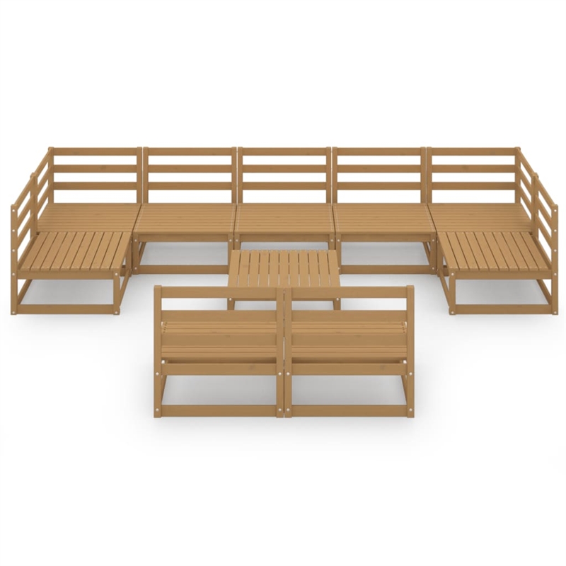 vidaXL 10 Piece Wood Medium Garden Lounge Set in Brown