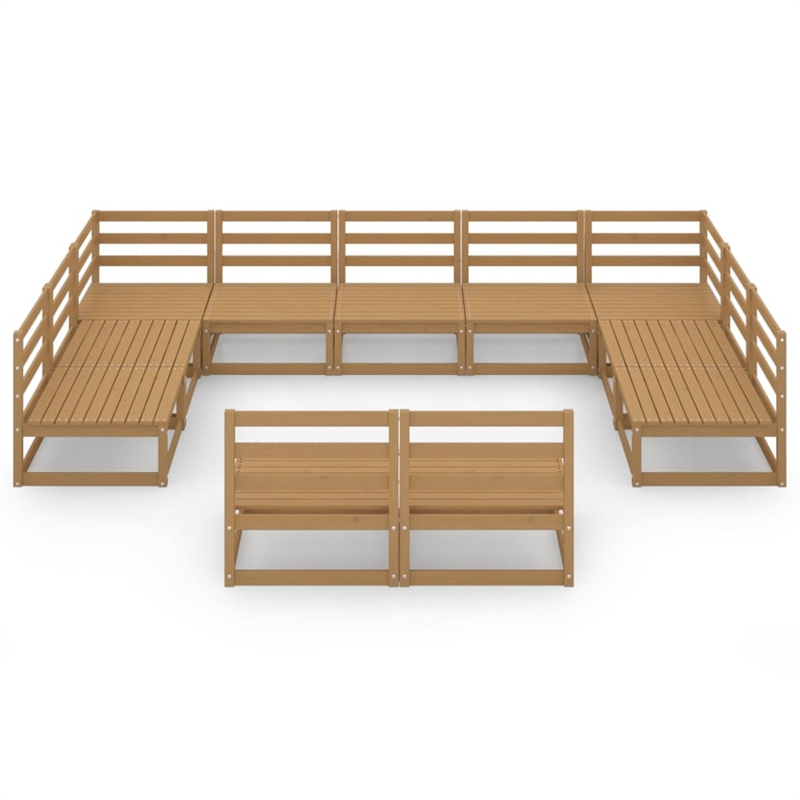 vidaXL 11 Piece Wood Garden Lounge Set in Brown