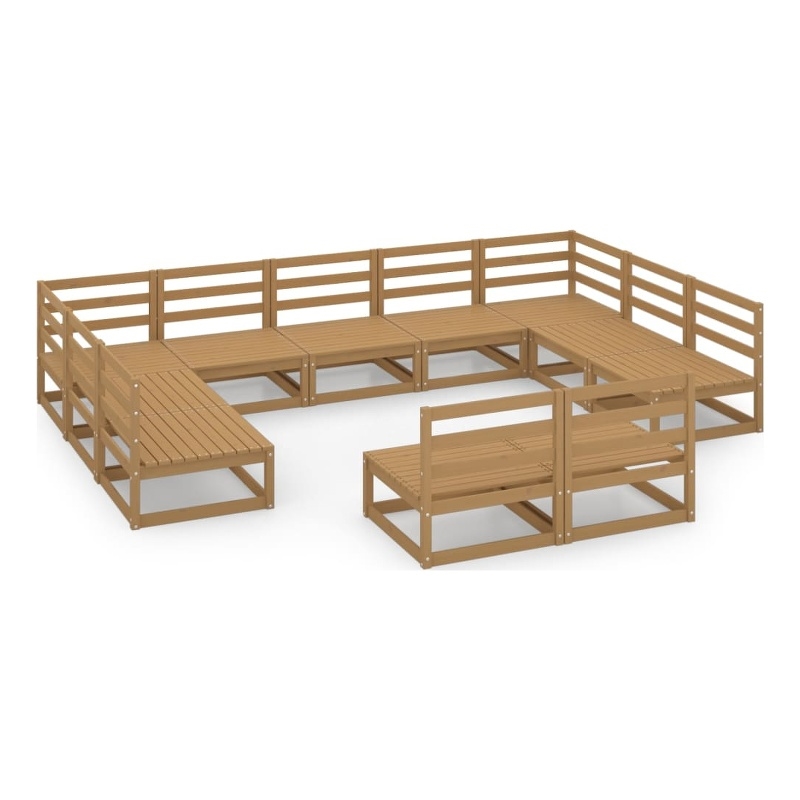vidaXL 11 Piece Wood Garden Lounge Set in Brown