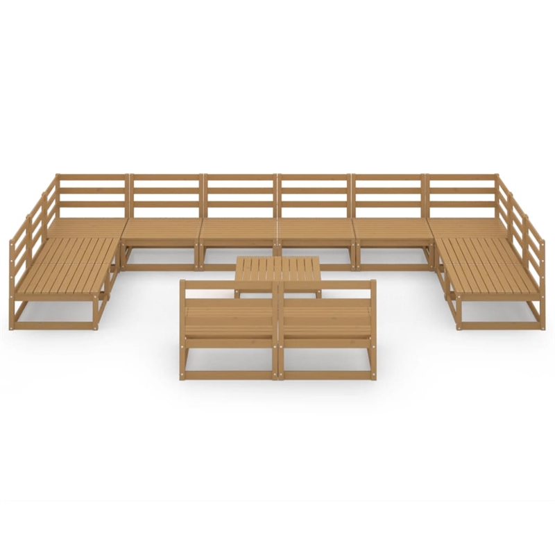 vidaXL 13 Piece Wood Large Garden Lounge Set in Brown