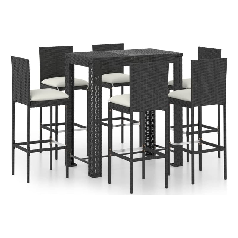 vidaXL 7 Piece Steel Bar Set in Black/White/Cream
