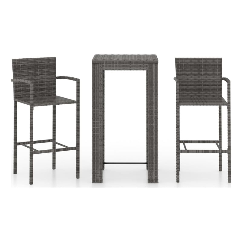 vidaXL 3 Piece Steel Medium Bar Set in Gray