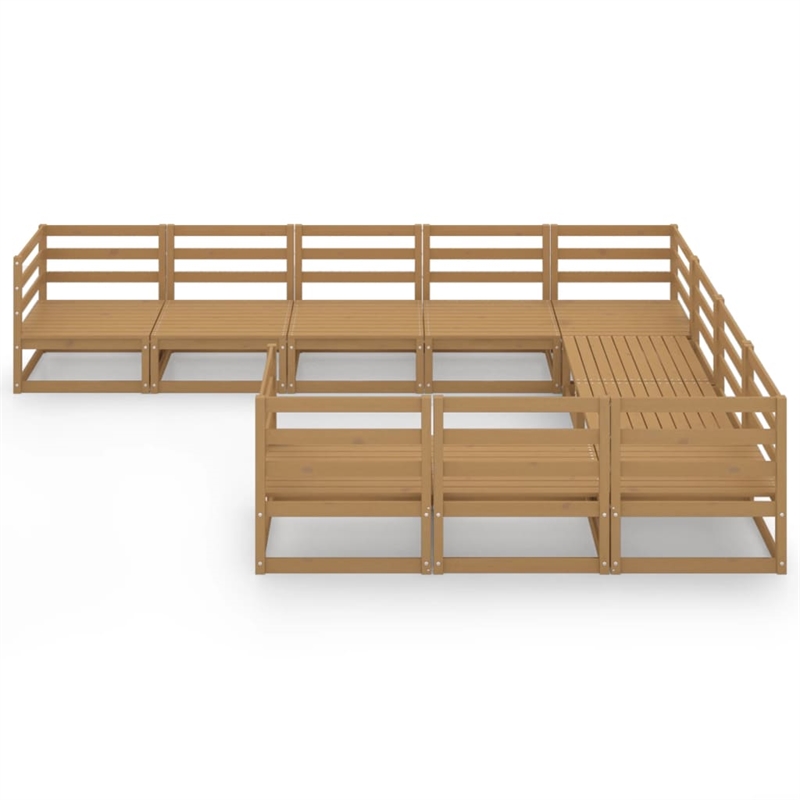 vidaXL 10 Piece Wood Medium Garden Lounge Set in Brown
