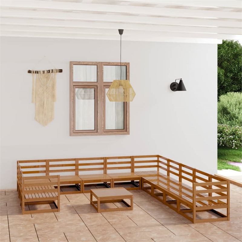 vidaXL 12 Piece Wood Garden Lounge Set in Brown