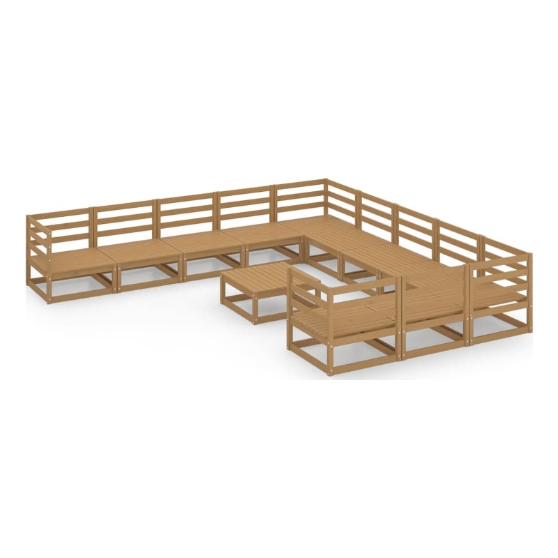 vidaXL 12 Piece Wood Garden Lounge Set in Brown