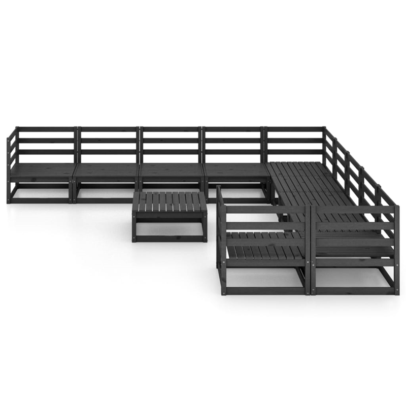vidaXL 11 Piece Wood Garden Lounge Set in Black