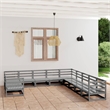 vidaXL 11 Piece Wood Medium Garden Lounge Set in Gray