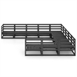 vidaXL 11 Piece Wood Large Garden Lounge Set in Black