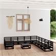vidaXL 12 Piece Wood Garden Lounge Set in Black