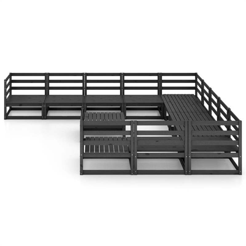vidaXL 12 Piece Wood Garden Lounge Set in Black