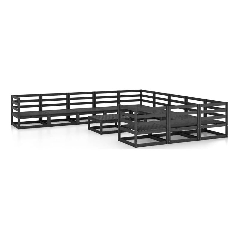 vidaXL 12 Piece Wood Garden Lounge Set in Black