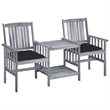 vidaXL Solid Acacia Wood Furniture Set in Black/Gray