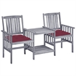 vidaXL Solid Acacia Wood Furniture Set in Gray/Red