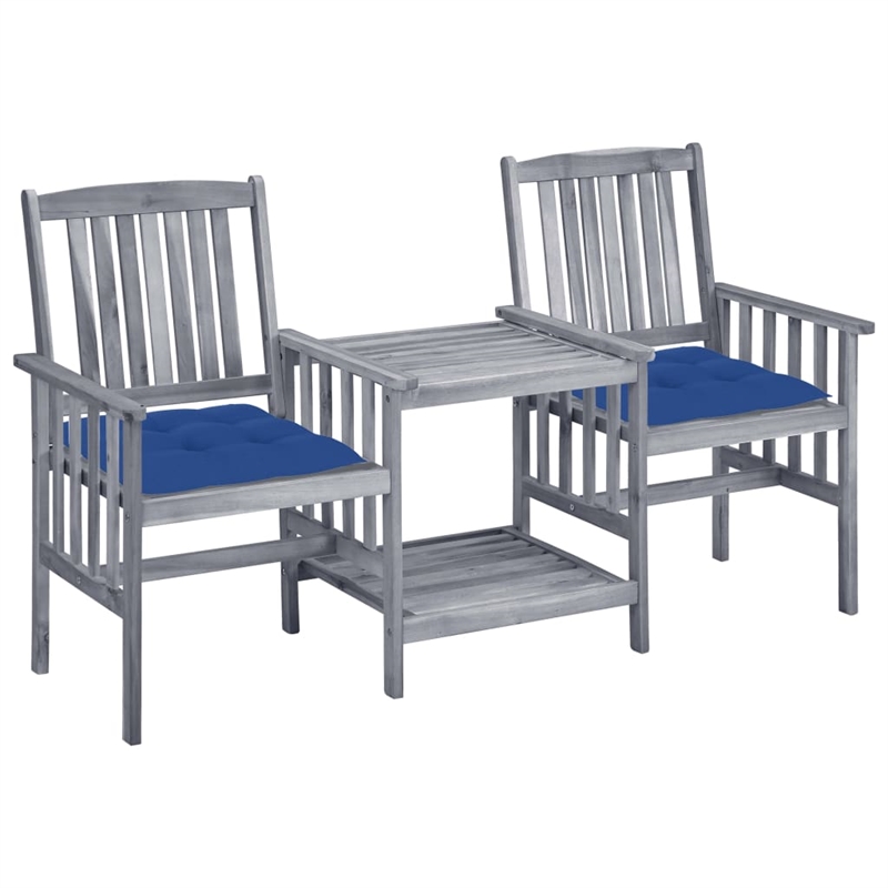 vidaXL Solid Acacia Wood Furniture Set in Gray/Blue