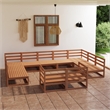 vidaXL 11 Piece Wood Large Garden Lounge Set in Brown
