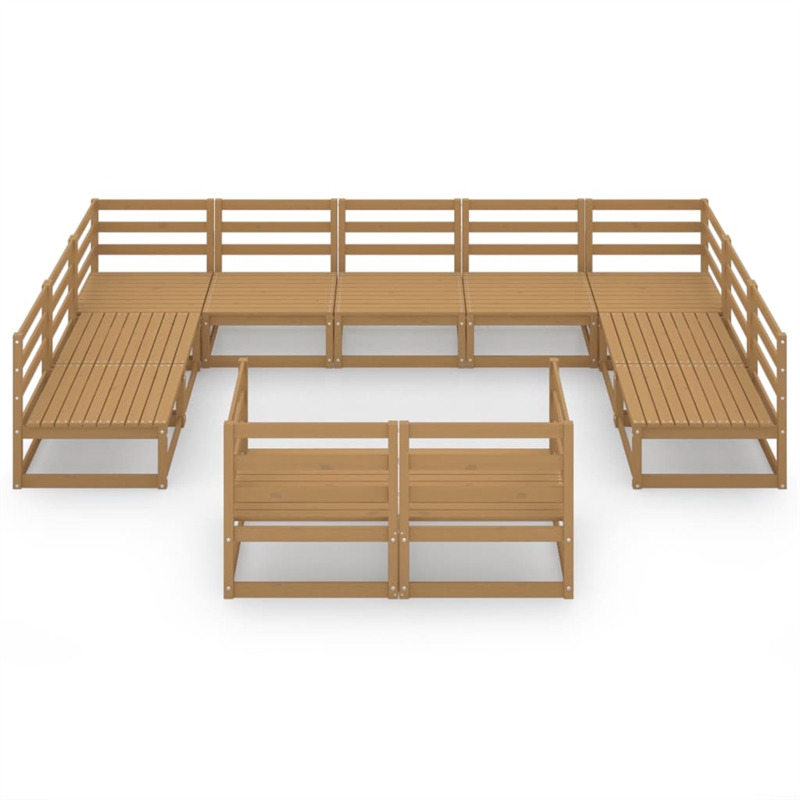 vidaXL 11 Piece Wood Large Garden Lounge Set in Brown
