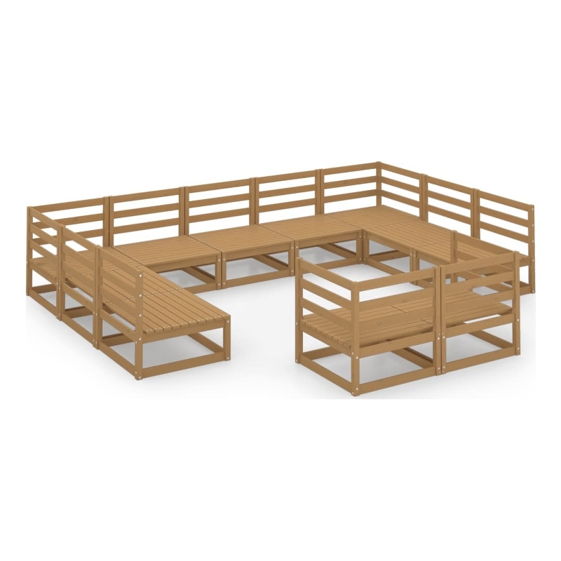 vidaXL 11 Piece Wood Large Garden Lounge Set in Brown