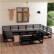 vidaXL 11 Piece Wood Large Garden Lounge Set in Black
