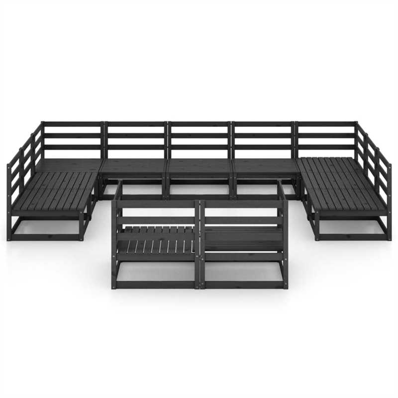 vidaXL 11 Piece Wood Large Garden Lounge Set in Black