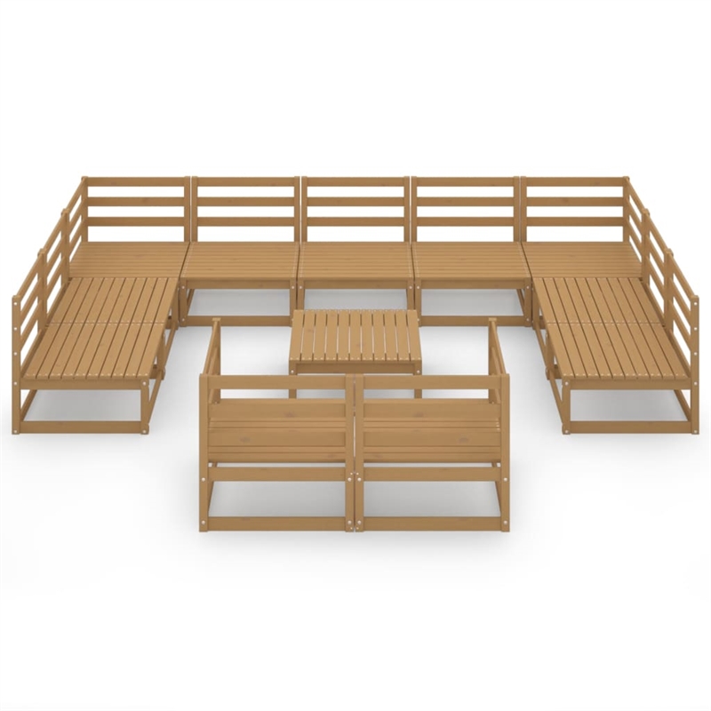 vidaXL 12 Piece Wood Small Garden Lounge Set in Brown