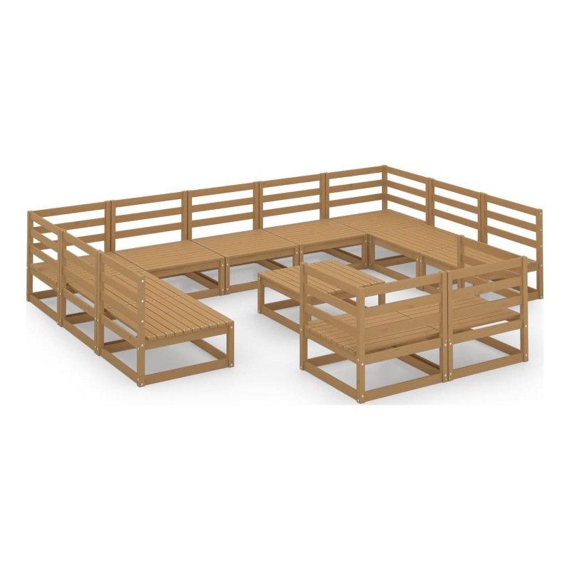 vidaXL 12 Piece Wood Small Garden Lounge Set in Brown