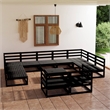 vidaXL 12 Piece Wood Medium Garden Lounge Set in Black