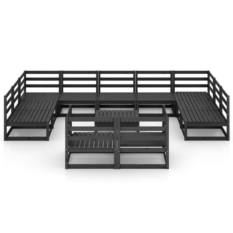 vidaXL 12 Piece Wood Medium Garden Lounge Set in Black