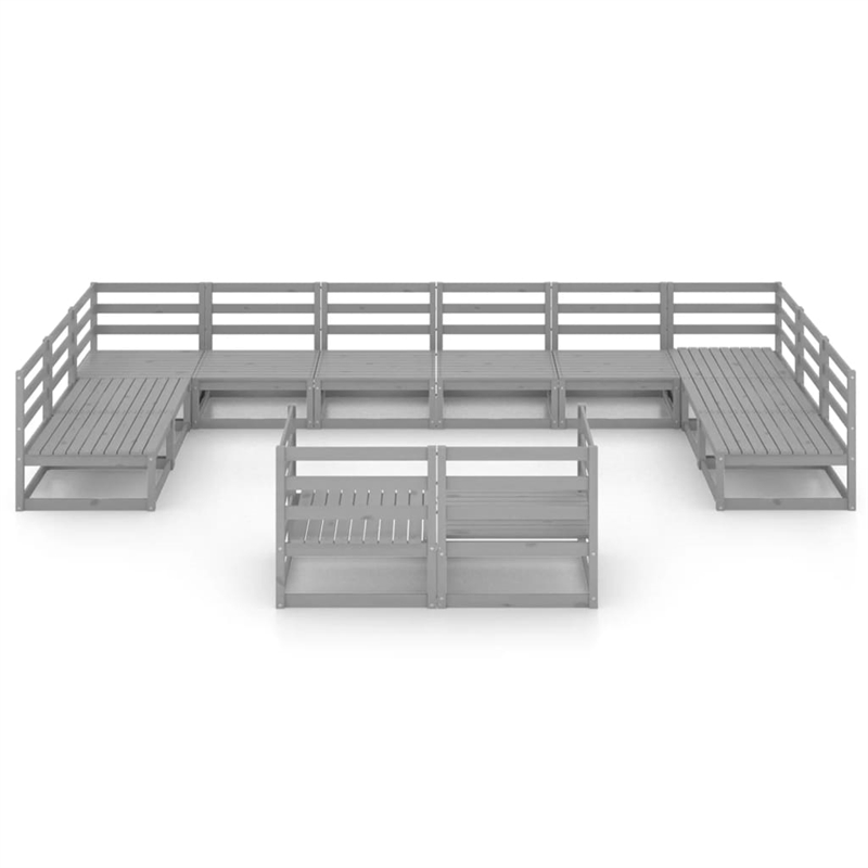 vidaXL 12 Piece Wood Large Garden Lounge Set in Gray